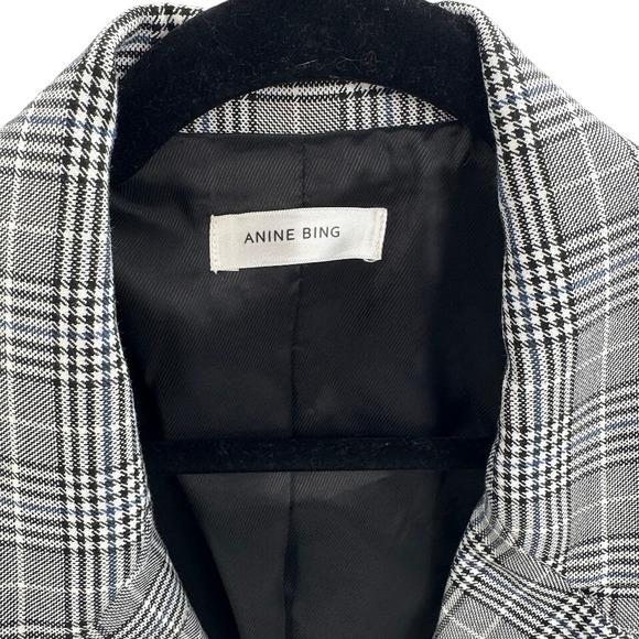 ANINE BING Plaid Madeline Double Breasted Blazer Jacket Blue Black Size S P - Picture 4 of 10
